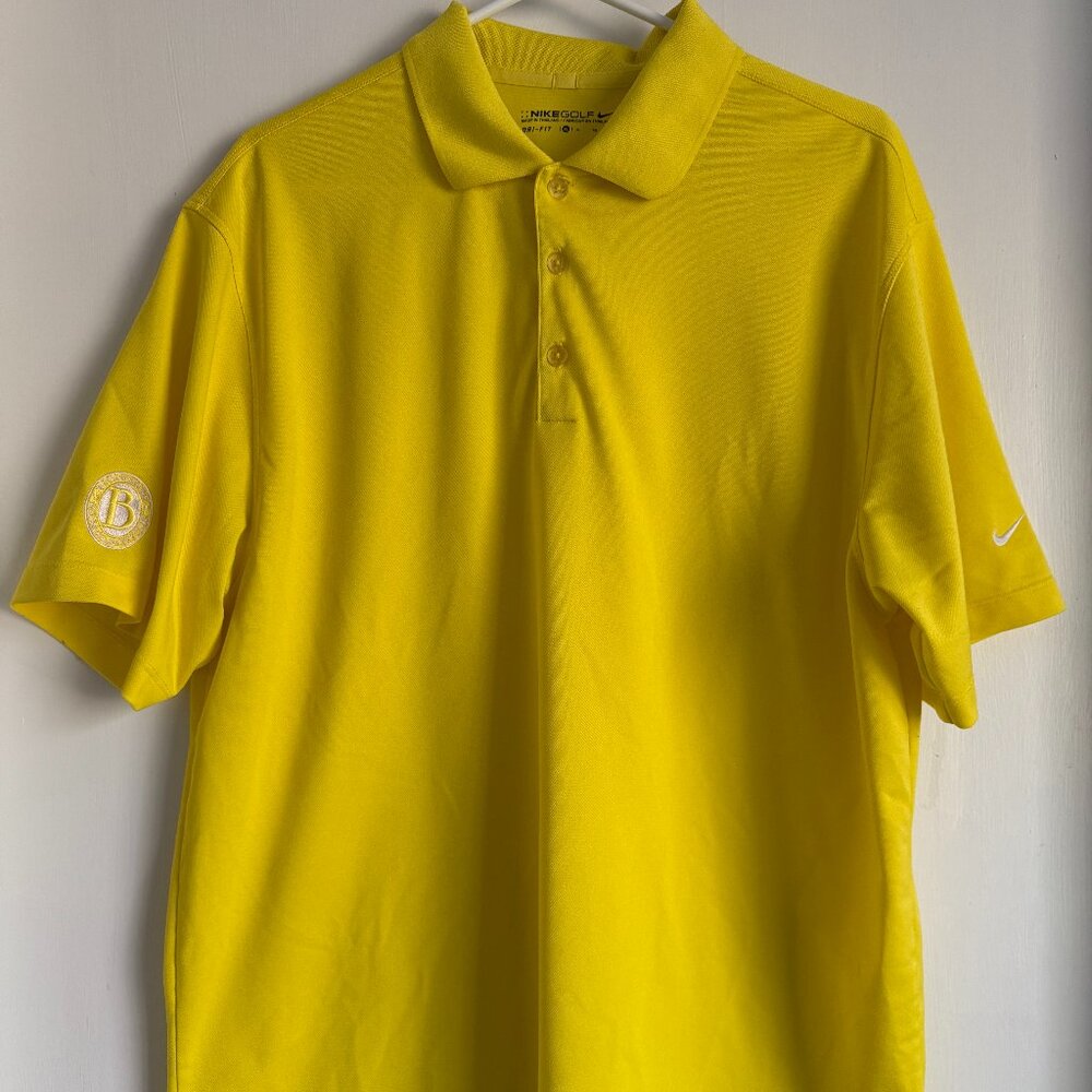 NIKE Mens Golf Polo DRY-FIT Short Sleeve Yellow Large Country Club